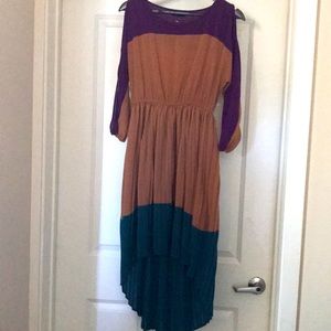 blu pepper Color Block Pleated Dress